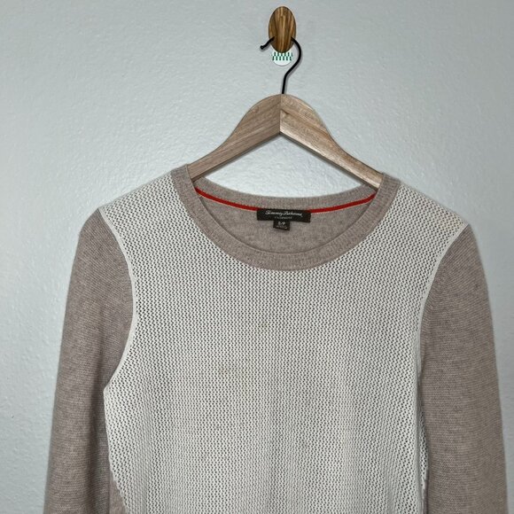 Tommy Bahama womens Beige raglan Cashmere knit pull over Sweater size small - Picture 3 of 11